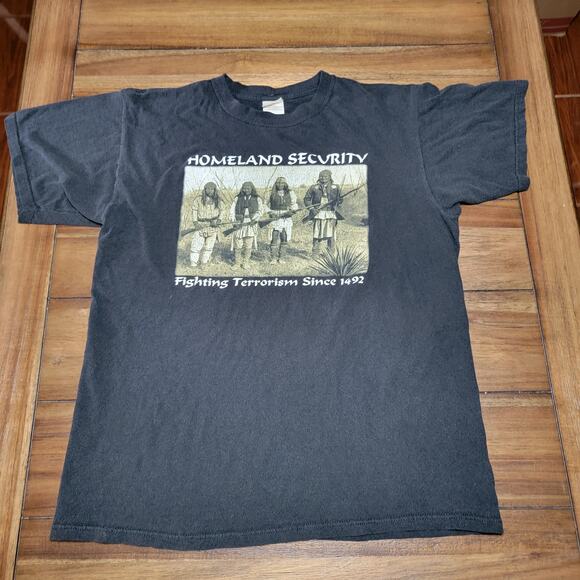 Homeland Security Unisex Tee(Anvil) "Fighting Terrorism Since 1492" - Size Large - Picture 1 of 6